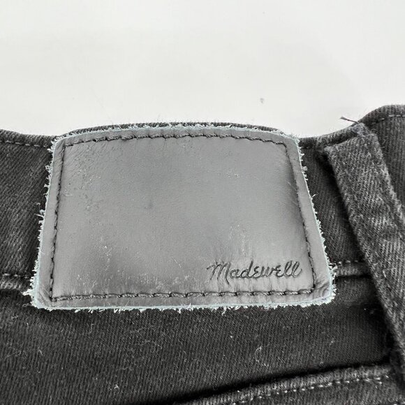 Madewell 9" Mid-Rise Skinny Jeans Black Raw Hem Exposed Button Fly Size 25 - Picture 5 of 8